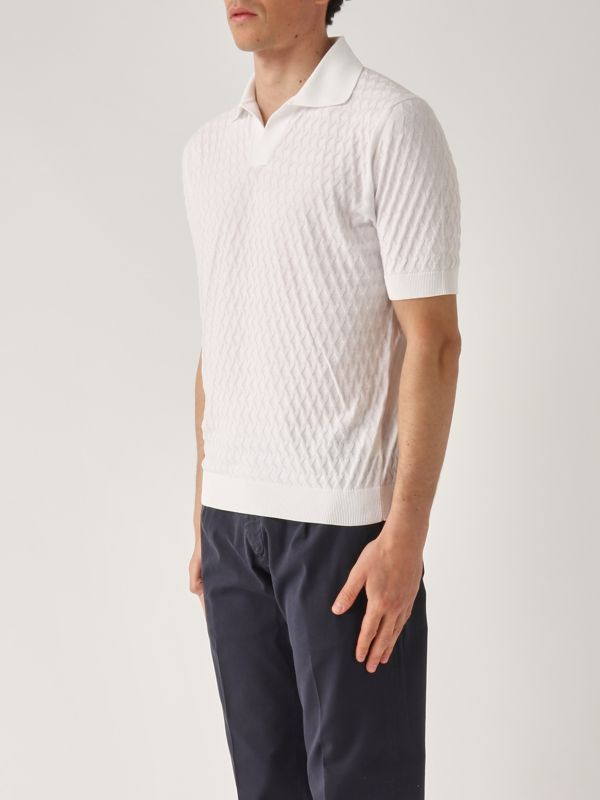 Filippo de Laurentiis Men's crepe cotton polo shirt - Optical