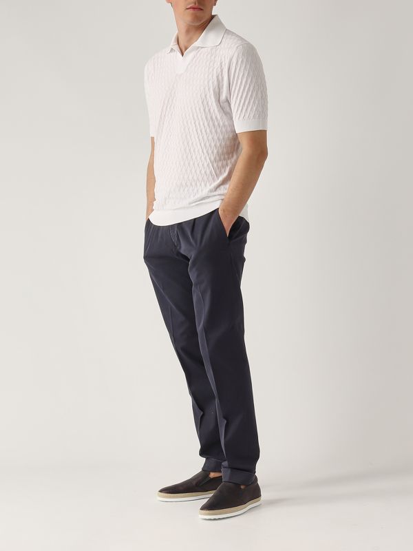Filippo de Laurentiis Men's crepe cotton polo shirt - Optical