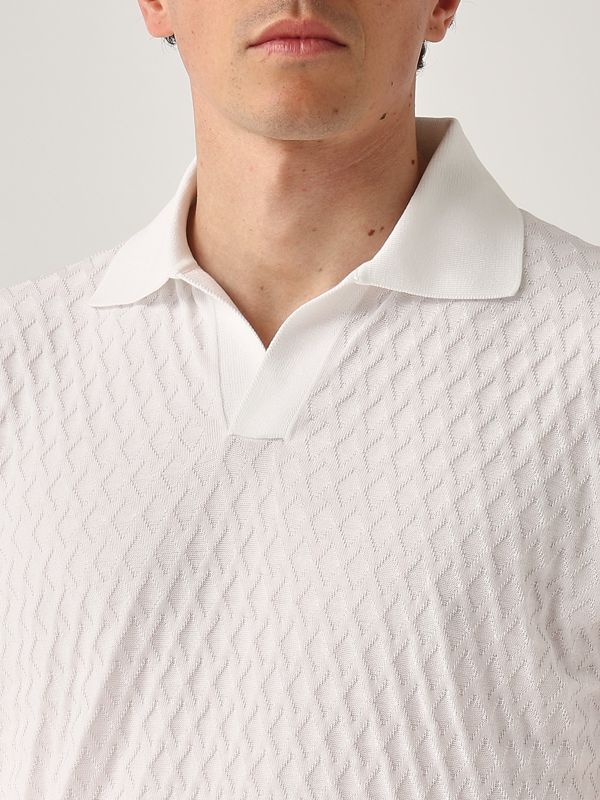 Filippo de Laurentiis Men's crepe cotton polo shirt - Optical
