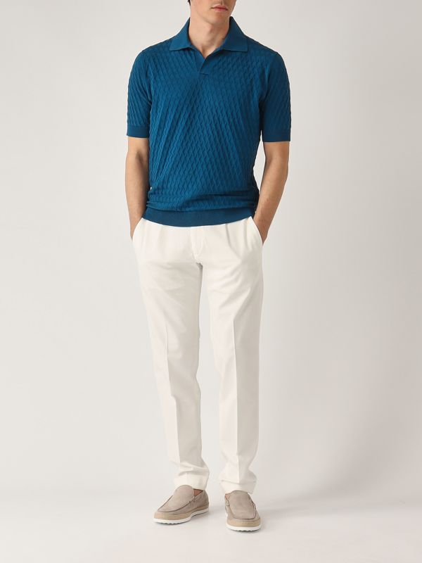 5. Men's crepe cotton polo shirt Ottanium Filippo de Laurentiis pl1mcskcr14d