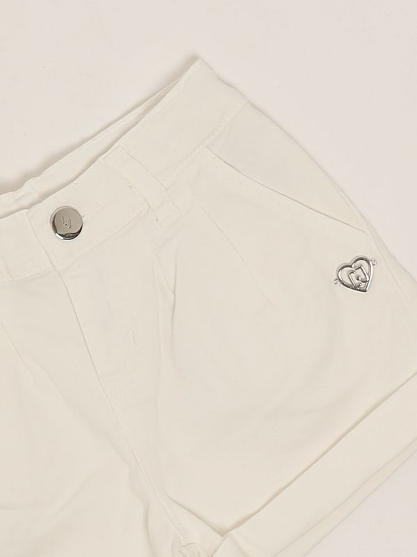 3. Shorts bambina in cotone stretch Bianco Liu Jo ka5048t2934