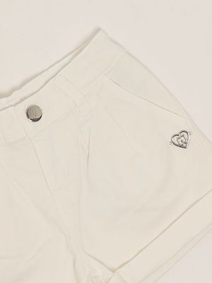 3. Shorts bambina in cotone stretch Bianco