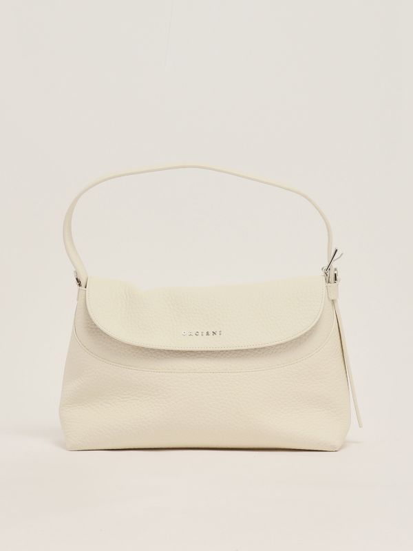 1. Nana Soft medium grained leather bag for women White Orciani b02176sof