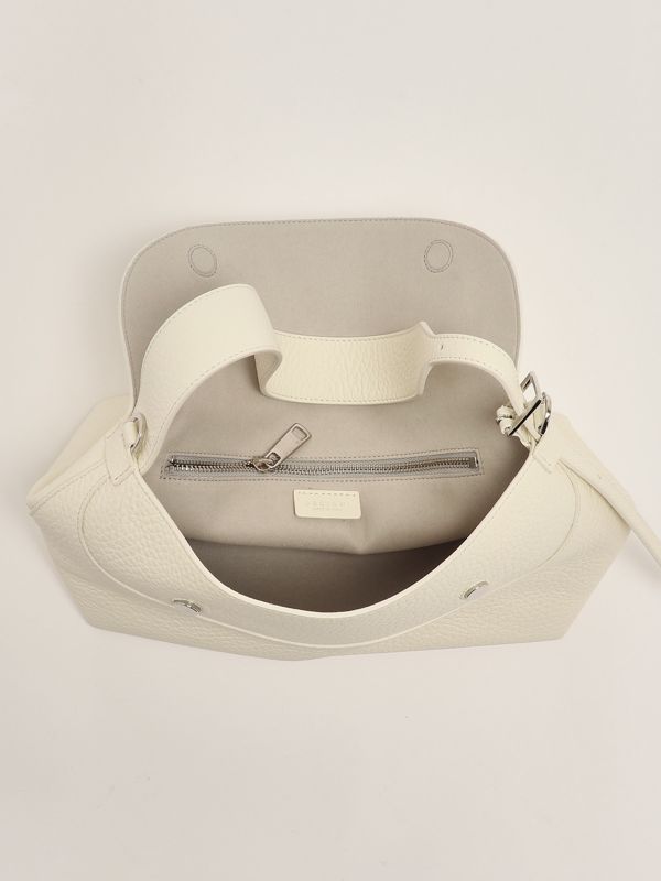 4. Nana Soft medium grained leather bag for women White Orciani b02176sof