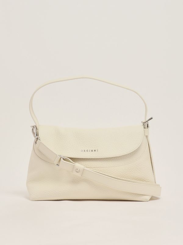 2. Nana Soft medium grained leather bag for women White Orciani b02176sof
