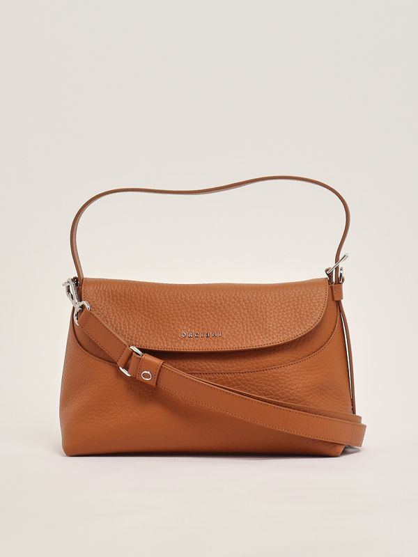 3. Nana Soft medium grained leather bag for women Brown Orciani b02176sof