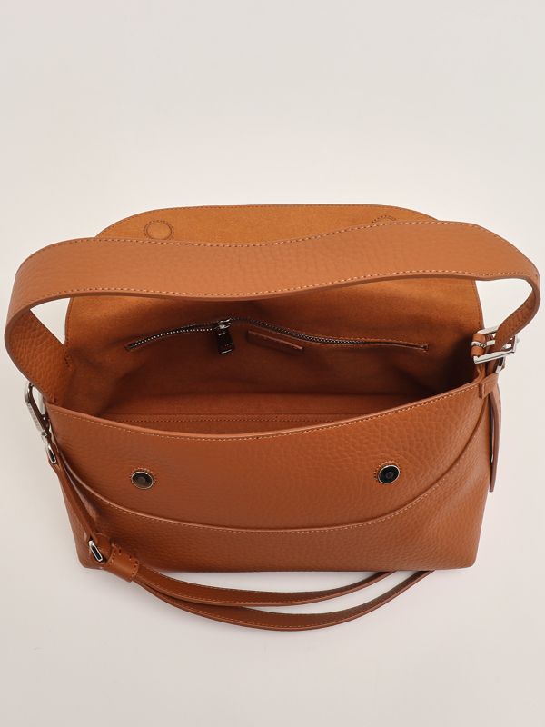 4. Nana Soft medium grained leather bag for women Brown Orciani b02176sof