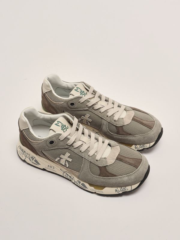 2. Mase 6627 leather and nylon sneakers for men Dove grey-Brown Premiata mas06627
