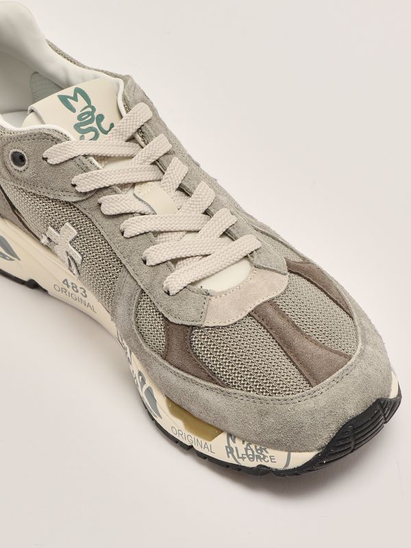 5. Mase 6627 leather and nylon sneakers for men Dove grey-Brown Premiata mas06627