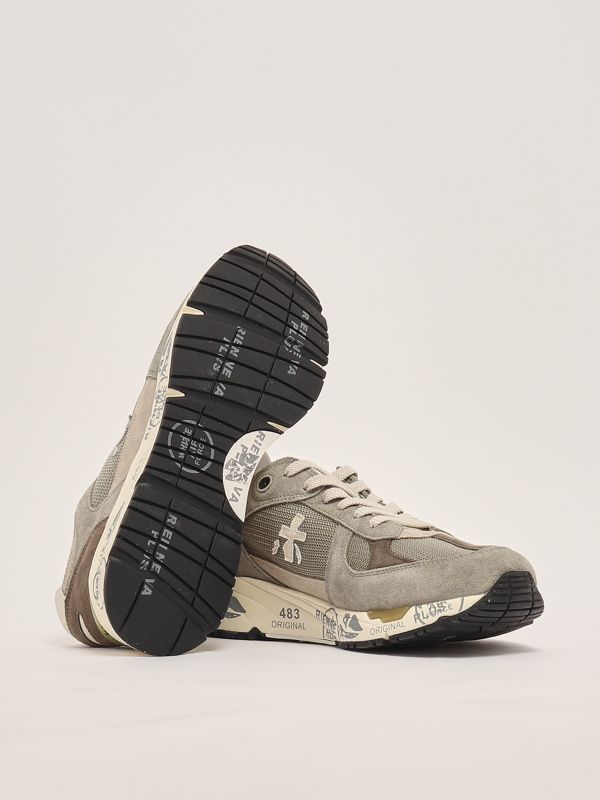 4. Mase 6627 leather and nylon sneakers for men Dove grey-Brown Premiata mas06627
