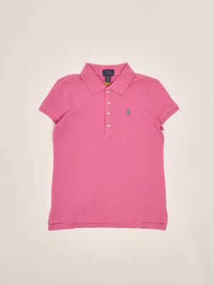 1. Polo para niña de algodón elástico Rosa