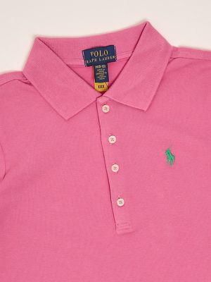 3. Polo para niña de algodón elástico Rosa