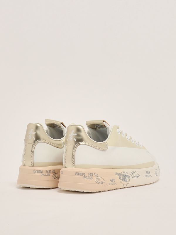 Belle 7452 women's leather sneakers belle7452 White-Sand