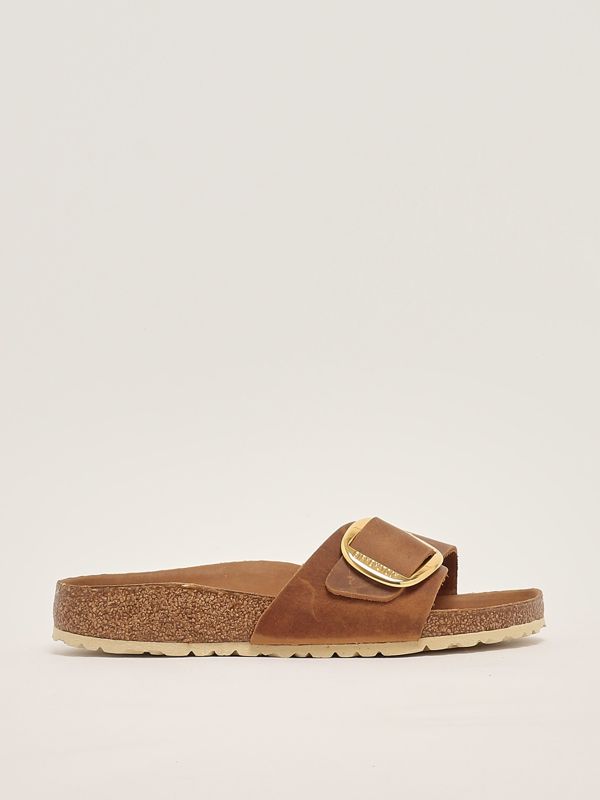 1. Madrid Big Buckle Damen-Sandale aus geöltem Leder Cognac Birkenstock 1006525