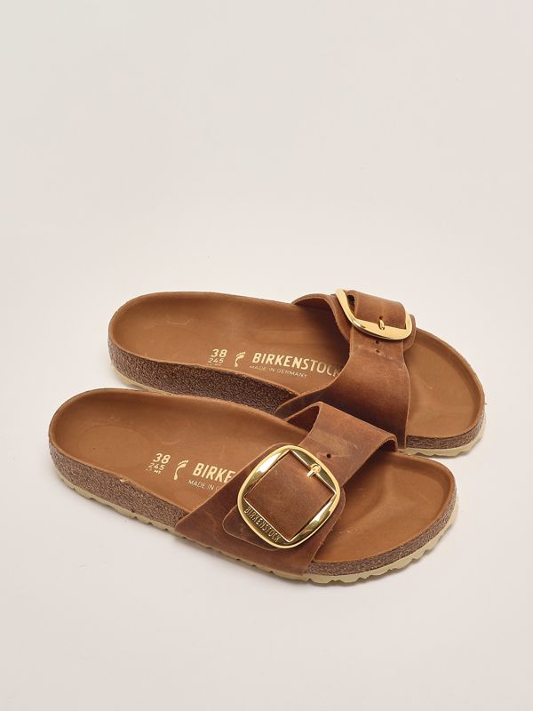 2. Madrid Big Buckle Damen-Sandale aus geöltem Leder Cognac Birkenstock 1006525