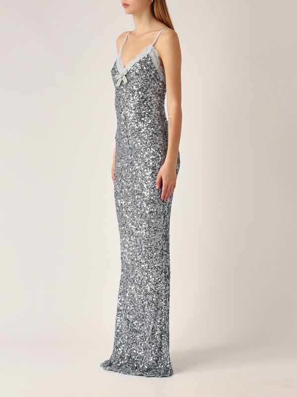 Sequin and lace dress for women abr4952e2 Sky blue