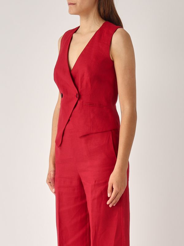 2. Suzy linen sleeveless jacket for women Red Liviana Conti l5sl43