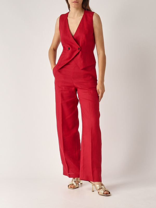 5. Suzy linen sleeveless jacket for women Red Liviana Conti l5sl43