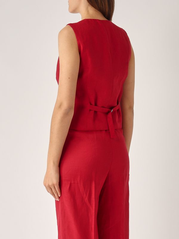 3. Suzy linen sleeveless jacket for women Red Liviana Conti l5sl43