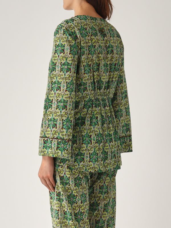 3. Caftán de algodón para mujer Verde-Beige Maliparmi jm553615206