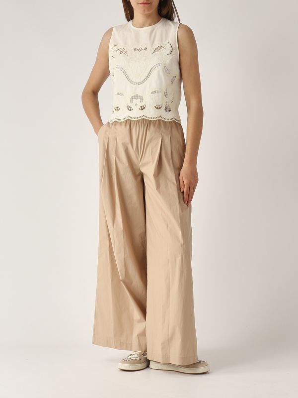 5. Top de algodón para mujer Marfil Twinset 251tt2165