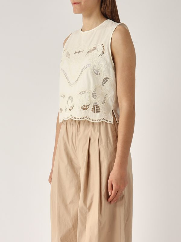 2. Top de algodón para mujer Marfil Twinset 251tt2165