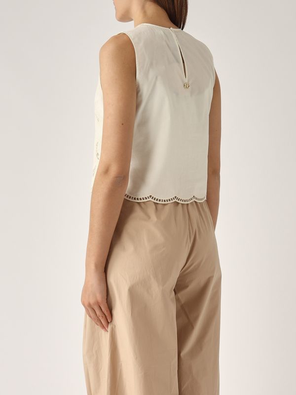 3. Top de algodón para mujer Marfil Twinset 251tt2165