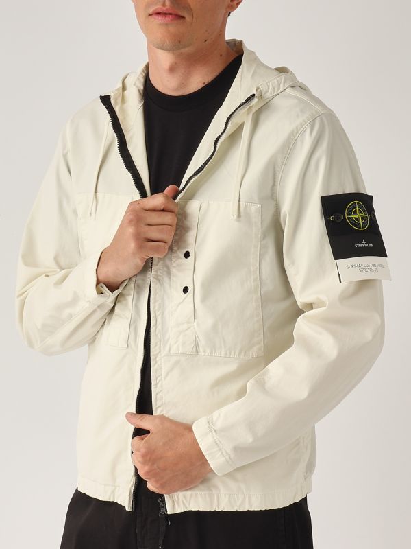 4. Veste en sergé de coton Supima pour hommes Ivoire Stone Island k1s154100091s0010