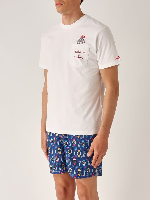 2. T-shirt uomo in cotone Bianco MC2 Saint Barth aus0001