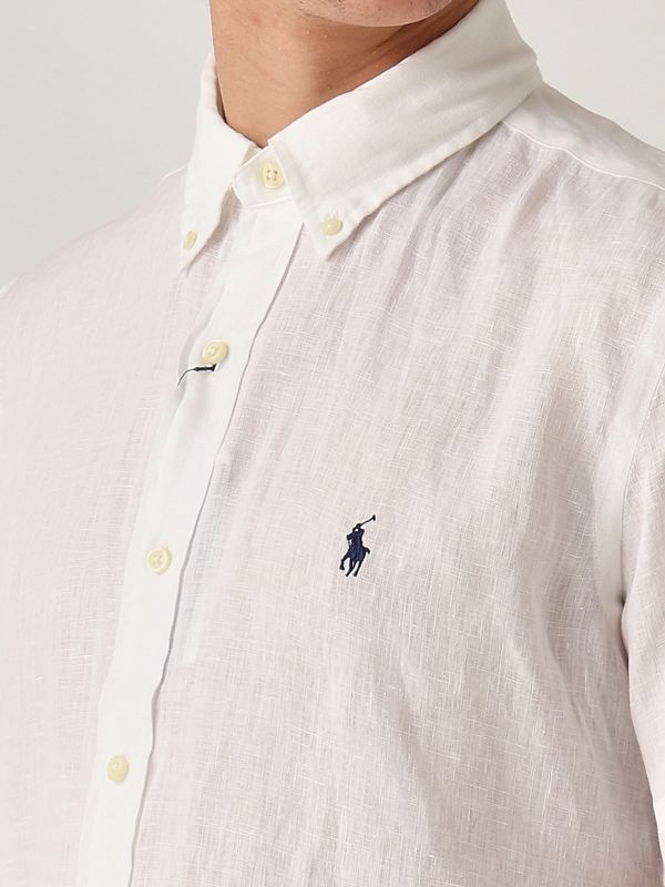 4. Camisa de hombre de lino de ajuste personalizado Blanco Polo Ralph Lauren 710968912