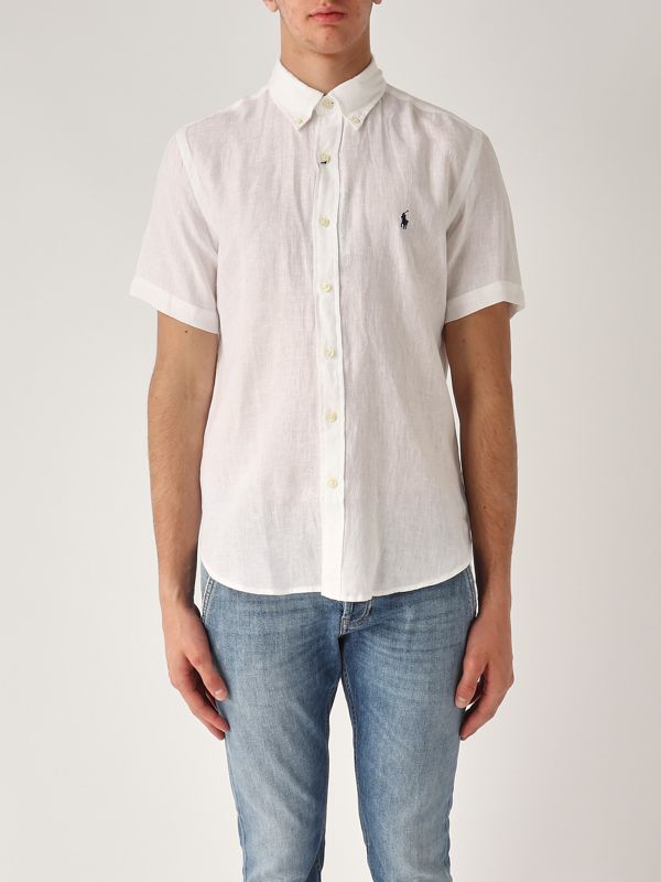 1. Camisa de hombre de lino de ajuste personalizado Blanco Polo Ralph Lauren 710968912