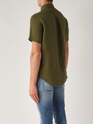 3. Camisa de hombre de lino de ajuste personalizado Militar