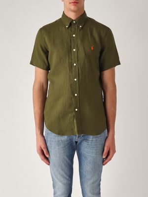 1. Camisa de hombre de lino de ajuste personalizado Militar