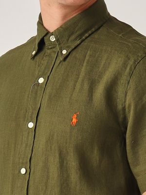 4. Camisa de hombre de lino de ajuste personalizado Militar