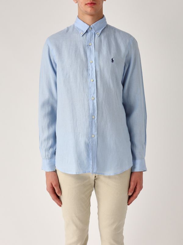 Tシャツ・カットソー Ralph Lauren SS25 Custom-Fit Linen Shirt (710966294 009) Custom fit linen shirt for men 710966294 Sky blue