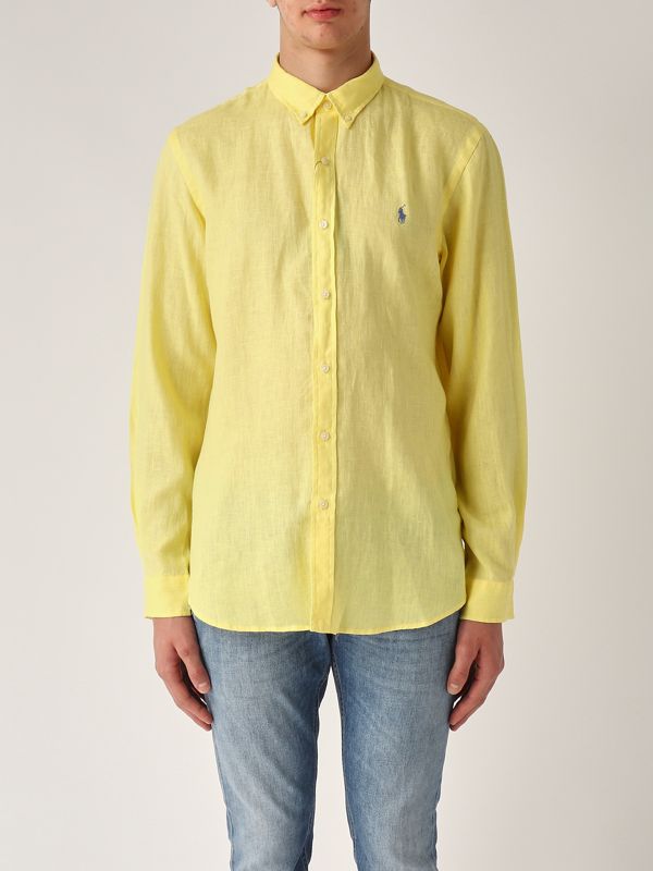 1. Slim fit linen shirt for men Yellow Polo Ralph Lauren 710968915