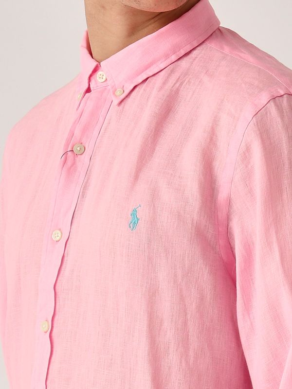 4. Slim fit linen shirt for men Bubble Pink Polo Ralph Lauren 710968915