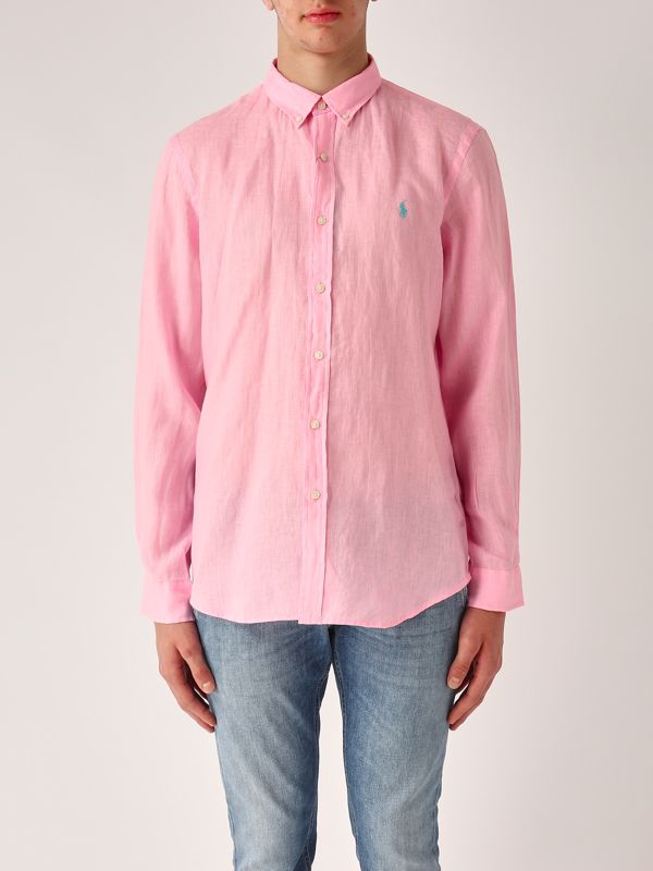 1. Slim fit linen shirt for men Bubble Pink Polo Ralph Lauren 710968915