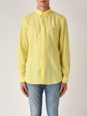 1. Slim fit linen shirt for men Yellow