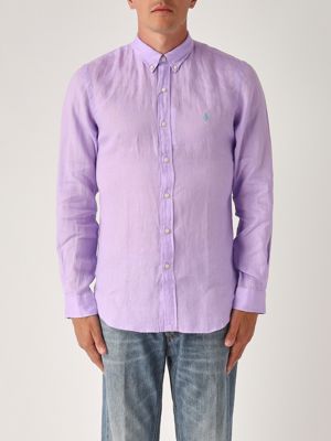 Slim Fit Leinenhemd für Männer Glyzinie Polo Ralph Lauren