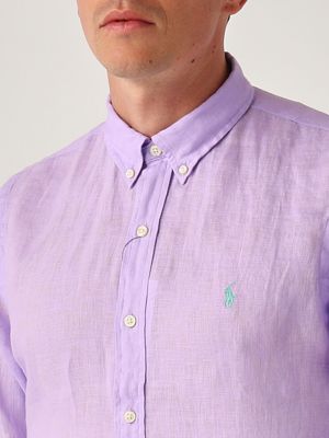 4. Slim fit linen shirt for men Wisteria