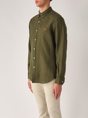 2. Slim fit linen shirt for men Military
