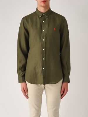 Slim Fit Leinenhemd für Männer Militär Polo Ralph Lauren