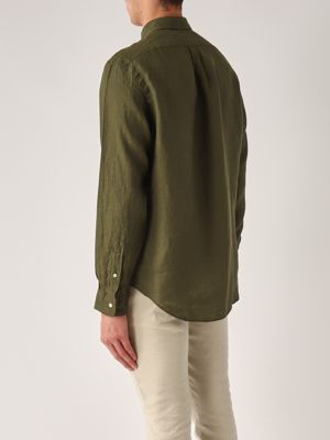 3. Slim fit linen shirt for men Military