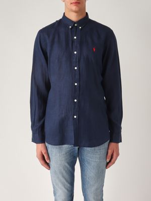 Tシャツ・カットソー Ralph Lauren SS24 Custom-Fit Linen Shirt (710794141 002) Men's Polo Ralph Lauren custom linen shirt 710794141 Khaki