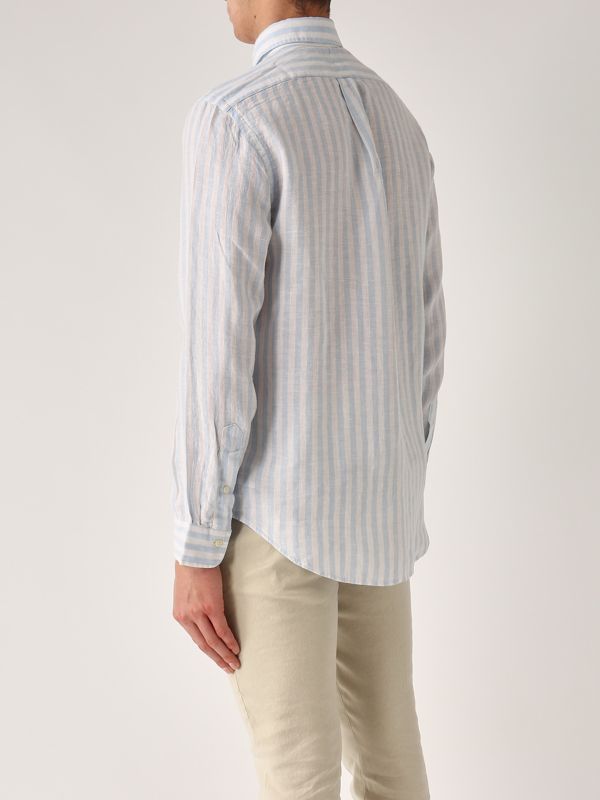 Tシャツ・カットソー Ralph Lauren Custom-Fit Striped Linen Shirt (710969636 002) uomo-abbigliamento-camicie-