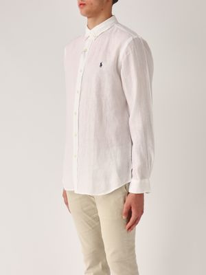 2. Slim fit linen shirt for men White