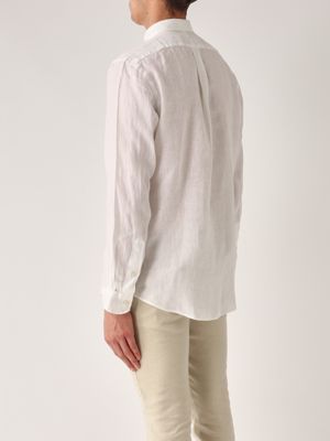 3. Slim fit linen shirt for men White