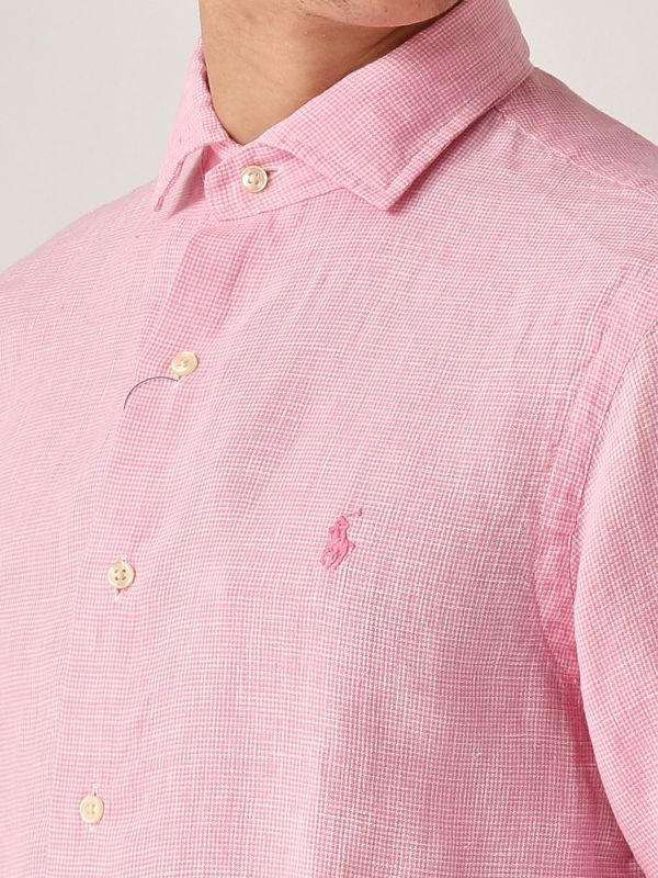 4. Custom fit linen shirt for men Pink-White Polo Ralph Lauren 710968971
