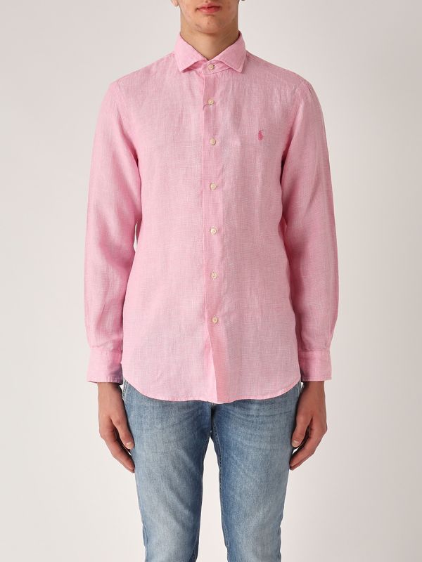 1. Custom fit linen shirt for men Pink-White Polo Ralph Lauren 710968971